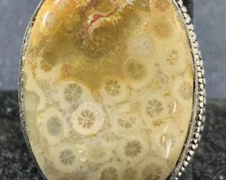 Sterling Silver Fossil Coral Cocktail Ring
