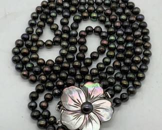 3 Strand Purple & Green Tn Tahitian Pearl Necklace
