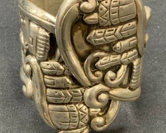 AV Sterling Silver Statement Cuff Bracelet, Mexico
