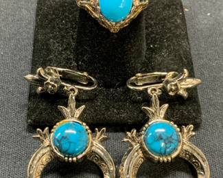 2 ART Silver Tn Earrings, Sterling Silver Ring
