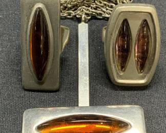 3 JORGEN JENSEN Pewter Rings & Necklace, Denmark
