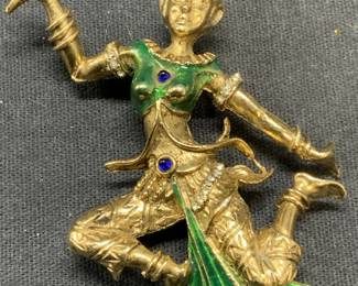 HATTIE CARNEGIE Thai Figure of Woman Brooch
