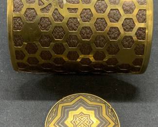 2 Leather & Brass Honeycomb Statement Cuff, More

