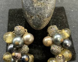 2 Sterling Silver Blue Fossil Coral Ring, More
