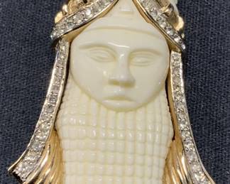 MARCEL BOUCHER Gold Tn Asian Figure Brooch
