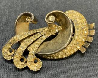 Sterling Silver Pave Crystal Brooch
