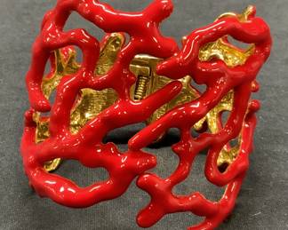 KENNETH LANE KJL Red Coral Cuff Bracelet
