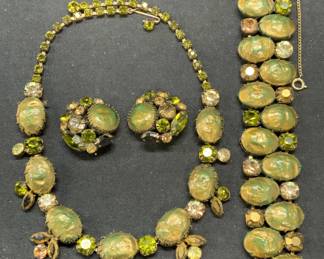 3 REGENCY Green Crystal Necklace, Bracelet, More
