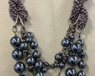 Faux Tahitian Pearl Beaded Statement Necklace
