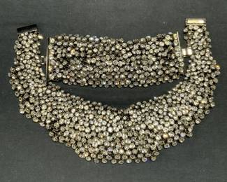 2 Mesh Chain Crystal Necklace & Bracelet Set
