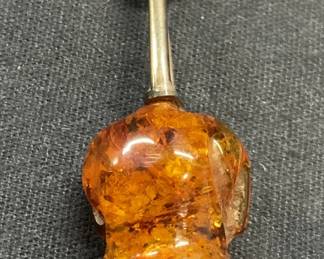 Sterling Silver & Amber Mouse Brooch
