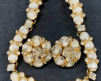 2 CARNEGIE Gold tn & Crystal Matching Jewelry
