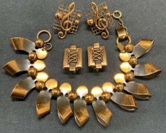 3 RENOIR Copper Earrings, Copper Bracelet
