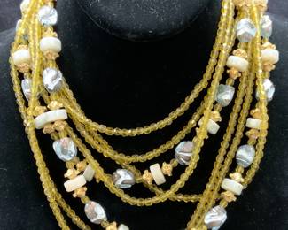 HATTIE CARNEGIE Yellow Crystal Beaded Necklace
