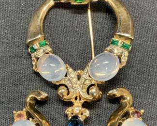 2 TRIFARI Sterling Silver Brooch & Earring Set
