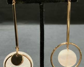 Rose Gold Tone Rutilated Quartz Earrings 3.25in
