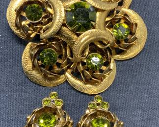 FLORENZA Gold Plated Black Crystal Brooch 3.75in
