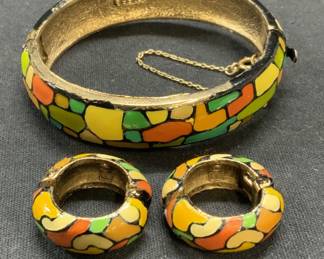 2 EISENBERG Enameled Bracelet & Earring Set
