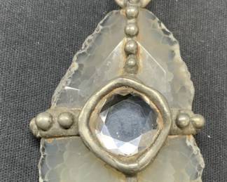 Signed WKA Rutilated Quartz Pendant Necklace
