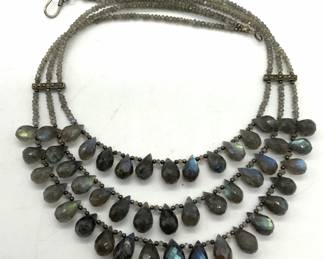 Multi Strand Labradorite Sterling Silver Necklace
