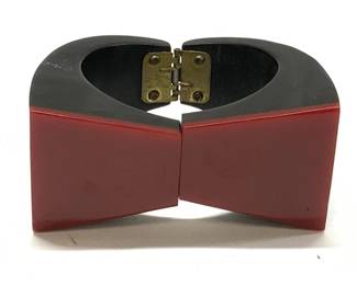 Black & Red Chunky Bow Tie Cuff Bracelet
