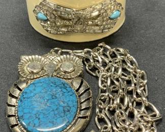 2 Owl Turquoise Style Pendant Necklace, More
