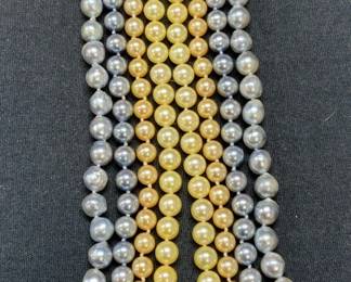 4 Tahitian, Champagne, Pink Pearl Necklaces
