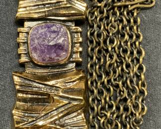 SARPANEVA Bronze Amethyst Pendant Necklace Finland
