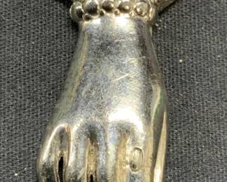 TRIFARI Silver Tone Victorian Hand Fur Clip 2.5in
