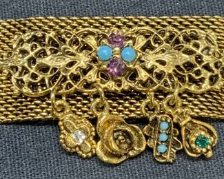 Gold Tone Mesh Chain Choker Necklace
