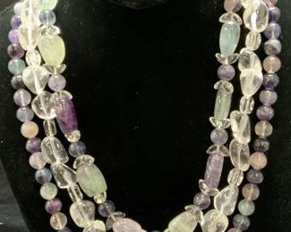 Amethyst & Quartz Beaded Necklace, 1588 Carats
