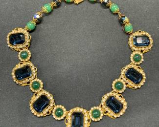 ORIGINAL BY ROBERT Gold Tn Blue Crystal Necklace
