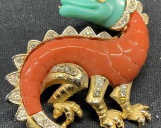 ATTR Hattie Carnegie Rhinestone Dragon Brooch
