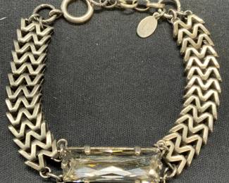 CATHERINE POPESCO Slvr Tn Crystal Bracelet France
