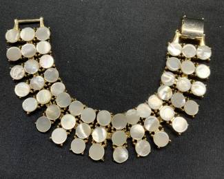 Gold Tone Mother of Pearl Bracelet
