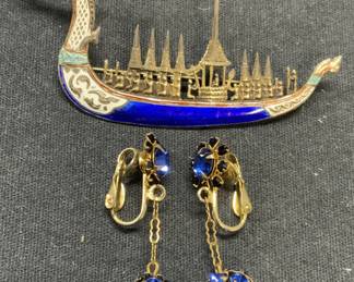 2 Sterling Silver Siamese Dragon Brooch, More
