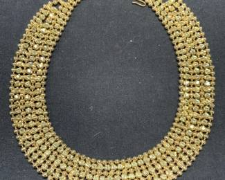 HATTIE CARNEGIE Gold Tone Crystal Choker Necklace
