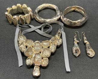 5 Sterling Silver & Quartz Statement Jewelry Set
