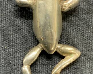 Signed Sterling Silver Frog Brooch
