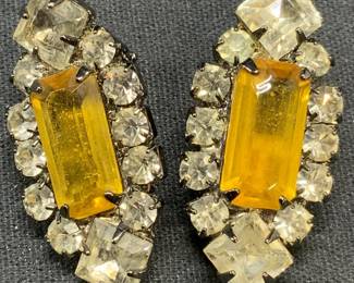 LAWRENCE VRBA Yellow Crystal Earrings
