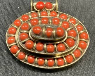 Sterling Silver & Coral Pendant
