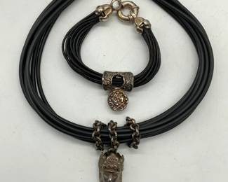 2 Asian Sterling Silver Figural Pendant Necklace
