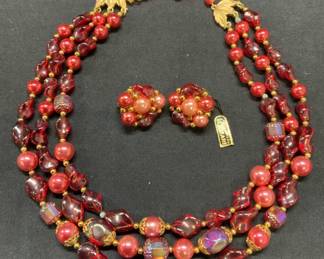 2 TRIFARI Pink Crystal Necklace & Earring Set
