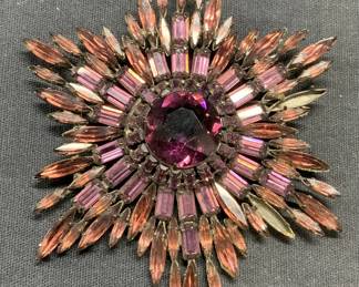 SCHREINER XL Purple Crystal Statement Brooch
