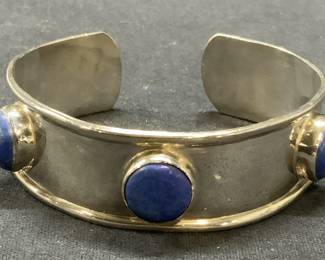 Sterling Silver Lapis Gemstone Cuff Bracelet
