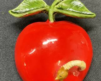 ORIGINAL BY ROBERT Apple & Worm Brooch
