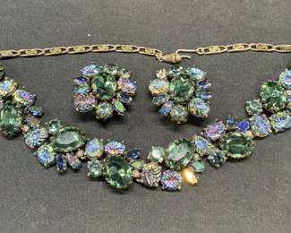 2 SCHIAPARELLI Blue Crystal Jewelry Set
