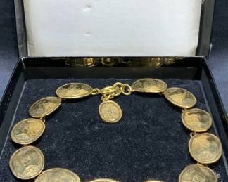 CHANEL Gold Tn Medallion Necklace Collection 26 Fr
