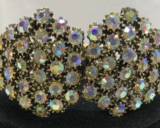 Aurora Borealis Hinged Cuff Bracelet
