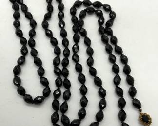 Faceted Black Crystal Rope Necklace
